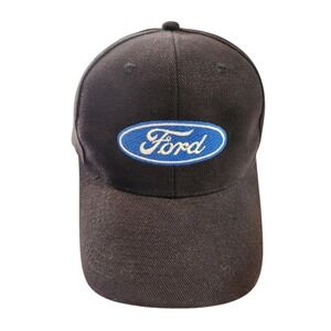 Ford Motor Company Baseball Cap Black Blue Oval Logo Snapback Hat Mens